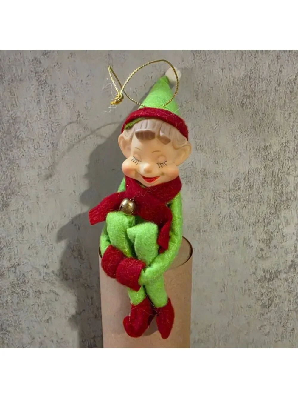 Annalee Christmas Pixie Elf Knee Hugger Ornament Vermont Country Store Green 6